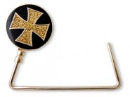 Bag Hanger - Enamel w/ Glittery Cross - Black - BH-GB454B